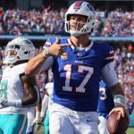 Josh Allen scoring a touchdown on the Dolphins